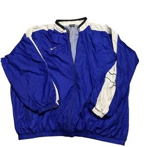 Nike vintage Men's Blue and White Windbreaker Jacket